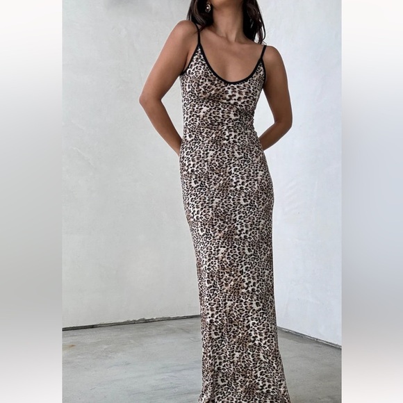 Leopard Cheetah Spaghetti Strap Maxi Dress - Picture 2 of 3
